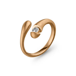 Design ring Calla mat met één briljant geslepen diamant