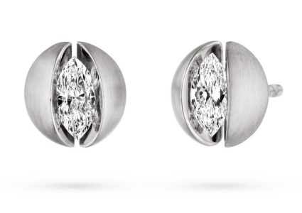 Design oorstekers Calla met navette geslepen diamanten