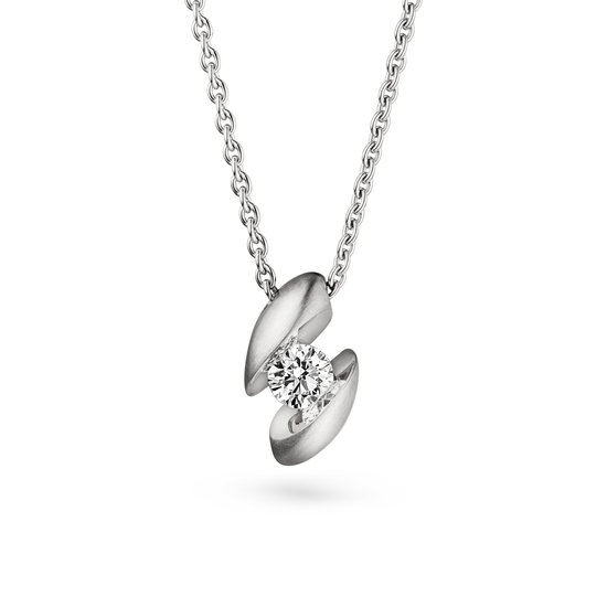 Design collier Calla met één briljant geslepen diamant