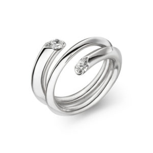 Design ring Calla met twee pendeloque geslepen diamanten