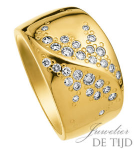Geel gouden band ring Alessia ® met briljant sterrenhemel