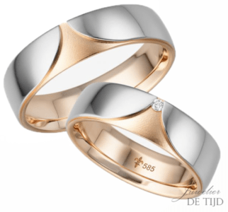 14 karaats Bi-color rosé/wit gouden trouwringen Sophie