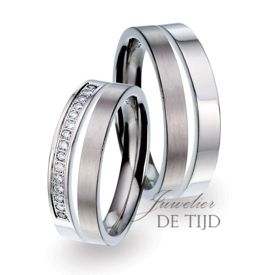 Stijlvolle Titanium met 15 briljant geslepen diamanten | Juwelier de