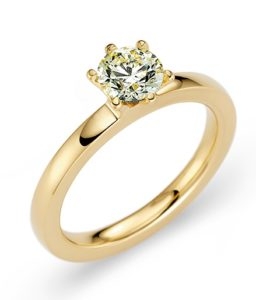 Amatis verlovingsring goud met één briljant geslepen diamant