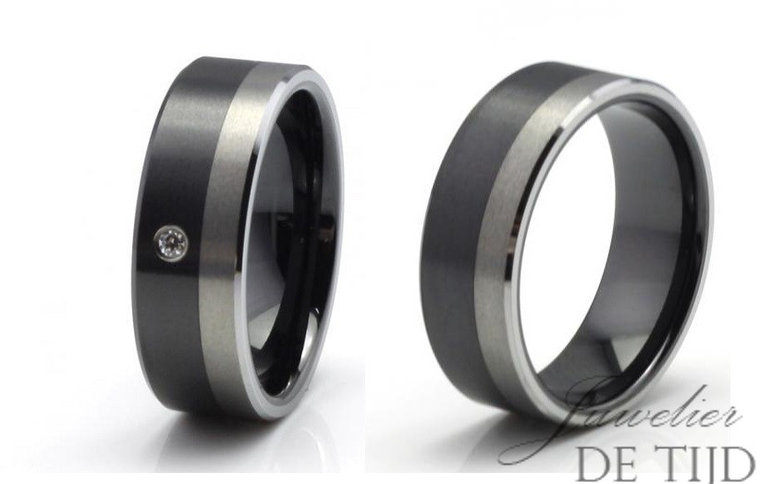 Wolfraam Ring Heren Trouwring Zwart 8mm Sieraden Ringen Bruiloft & Verloving Trouwringen 