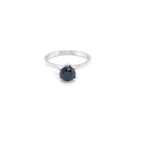 Witgouden ring met zwarte diamant