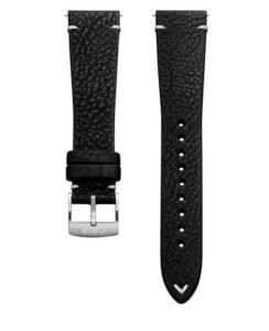 Lederen horlogeband zwart – 20 mm