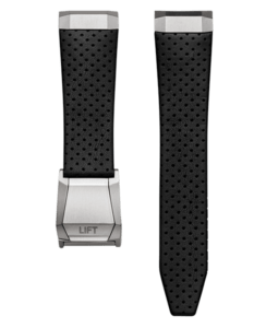 Lederen horlogeband zwart – 22 mm