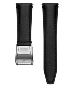 Lederen horlogeband zwart – 22 mm