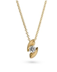 Geelgouden collier Calla 0,10ct