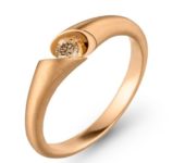 Design ring Calla met één champagne kleur briljant geslepen diamanten
