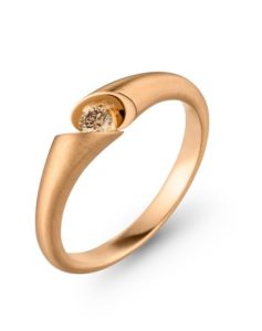 Design ring Calla met één champagne kleur briljant geslepen diamanten