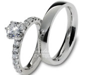 Wit gouden Trouwringen 3 en 4mm breed met 1,60ct briljanten