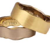 Bi-color geel/wit gouden blendedTrouwringen 5 en 6mm breed