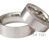14 karaats wit gouden Trouwringen 6mm breed met briljant geslepen diamanten