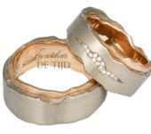 Rosé/witBi-color gouden BlendedTrouwringen met briljant geslepen diamanten
