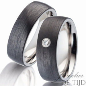 Titanium met carbon Trouwringen