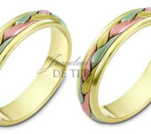 Gevlochten 14 karaats tri-color geel/wit/rosé gouden Trouwringen