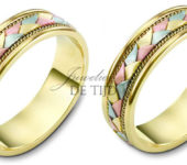 Gevlochten 14 karaats tri-color geel/wit/rosé gouden Trouwringen
