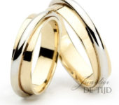 Bi-color geel/wit gouden Trouwringen 5mm breed