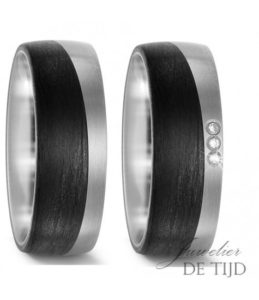 Titanium met carbon trouwringen