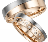 14 karaatsBi-color rosé/wit gouden Trouwringen Celine