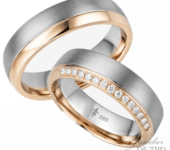 14 karaatsBi-color rosé/wit gouden Trouwringen Claire
