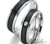 Palladium met carbon Trouwringen en 1 briljant geslepen diamant 6mm breed