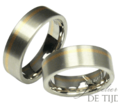 Bi-color wit/rosé gouden Trouwringen 8mm breed