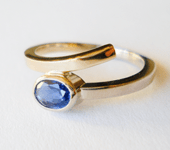 Bi-color geel/wit gouden ring met aquamarijn