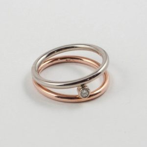 Fairmined bicolor ring met briljant