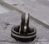 Palladium met carbon Trouwringen en 7 briljant geslepen diamanten 7mm breed