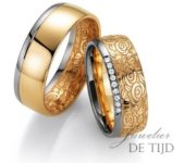 Flora rozentrouwringen 7,5mm breed met 9 briljant geslepen diamanten