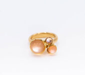 18 karaats rosé gouden ring Tremolo met maansteen en prasioliet