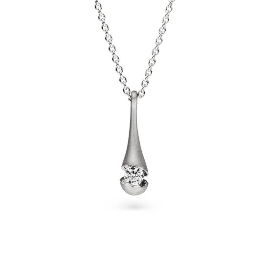 Geelgouden collier Calla met briljant 0,18ct