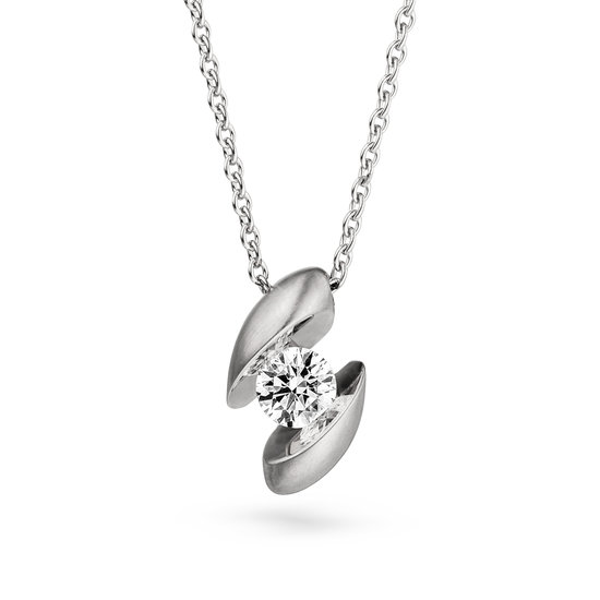 Design collier Calla met één briljant geslepen diamant