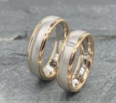 Bi-color platina met rosé gouden trouwringen