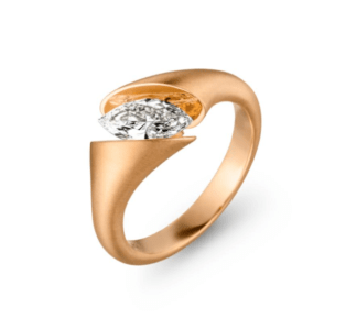 Roségouden ring Calla markies 0,50ct