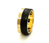 Geelgouden ring met carbon