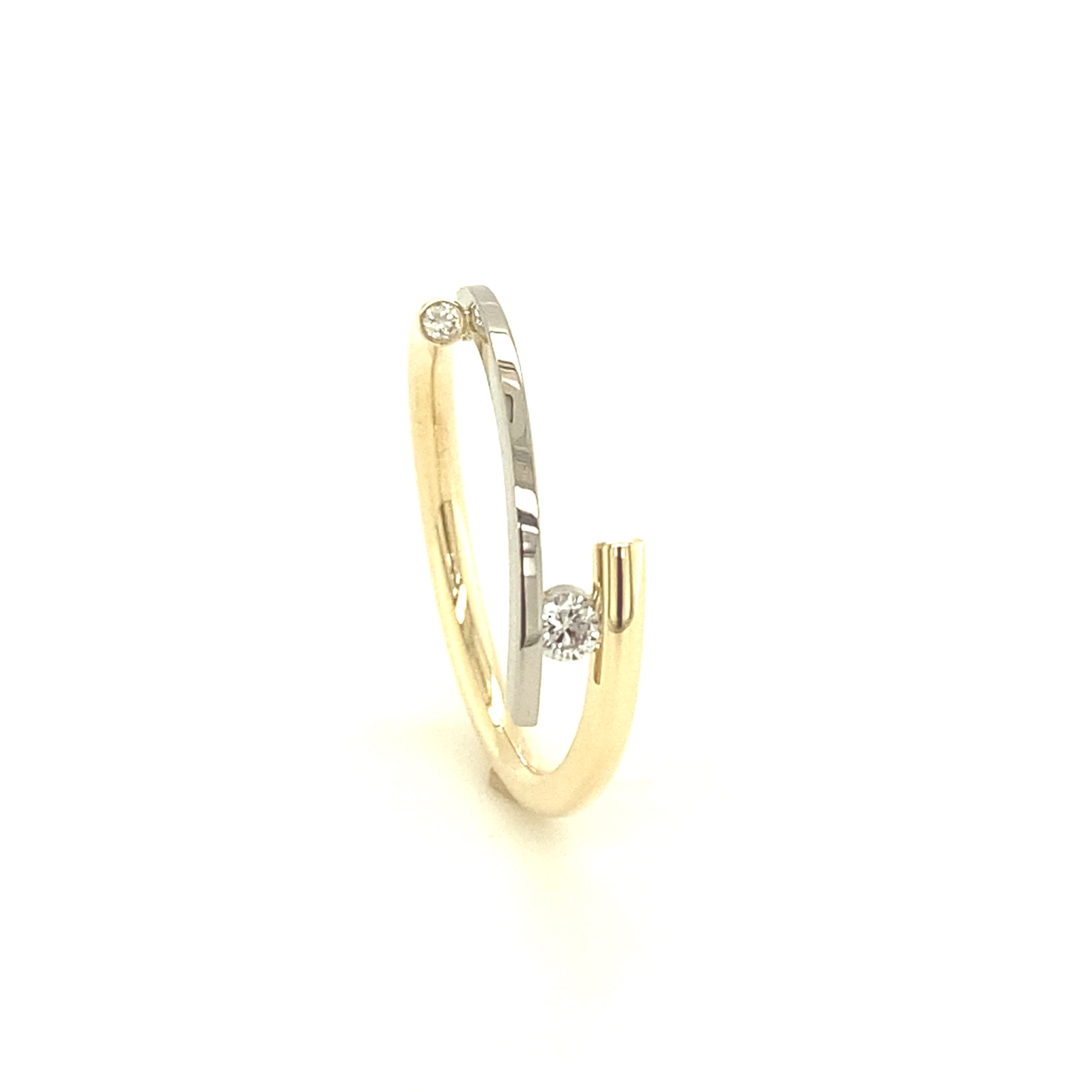 Bicolor ring met briljant 0,10ct