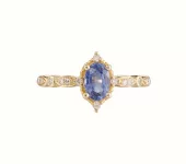 Geelgouden Vintage ring met saffier