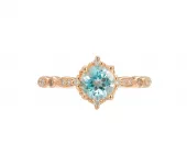 Geelgouden Vintage ring met aquamarijn
