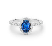 Witgouden entouragering met saffier 1,22ct