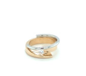 Bicolor platina en roségouden ring