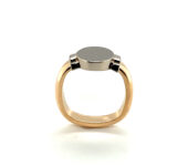 Bicolor gouden ovale monogramring