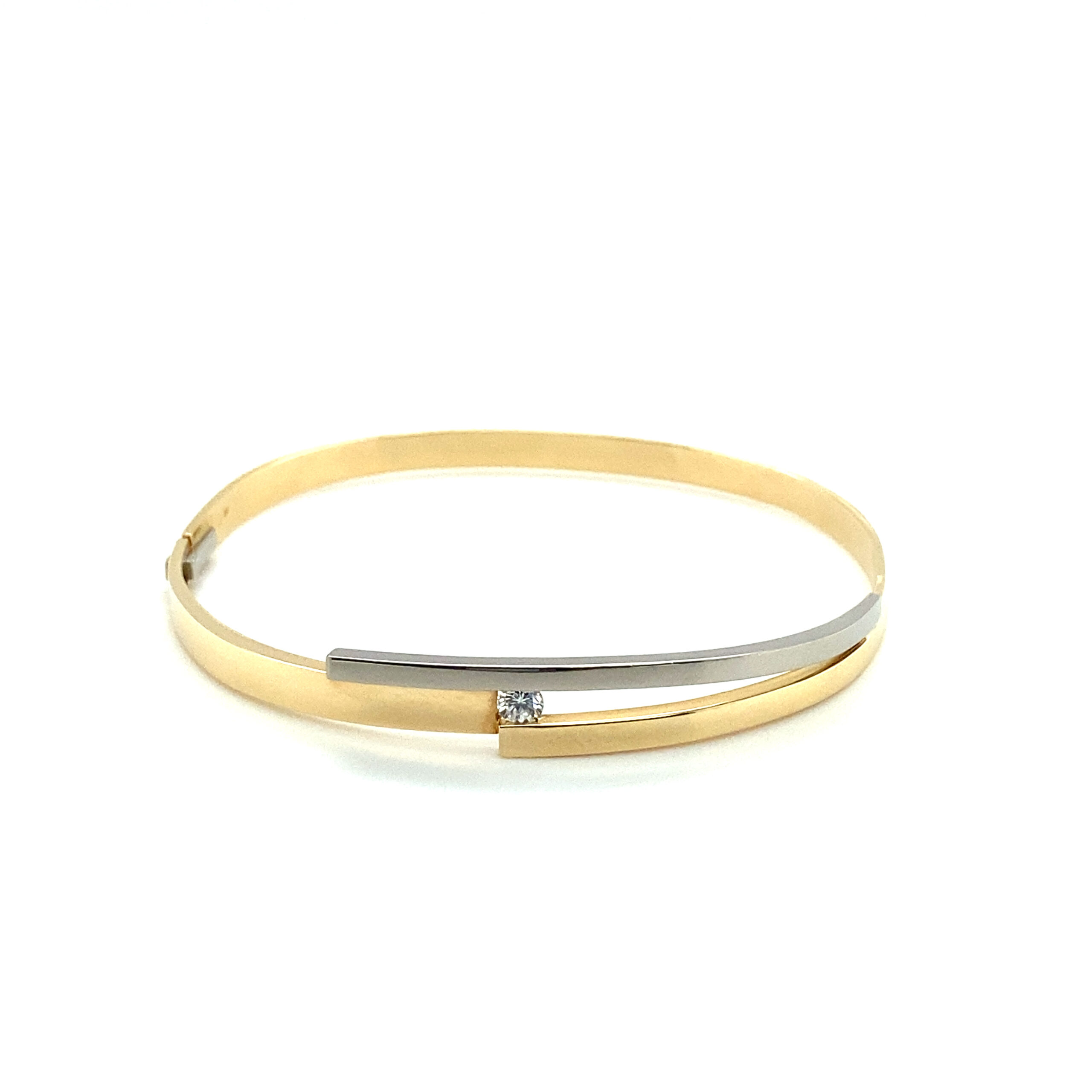 Bicolor wit- en geelgouden armband