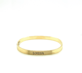 Geelgouden op spanning gesmede armband met naamgravure