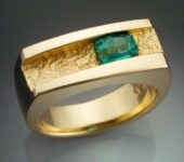 Geelgouden herenring met toermalijn