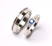 JRR0058W Witgouden ring met saffier en twee briljanten