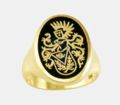Geelgouden zegelring met onix en goud
